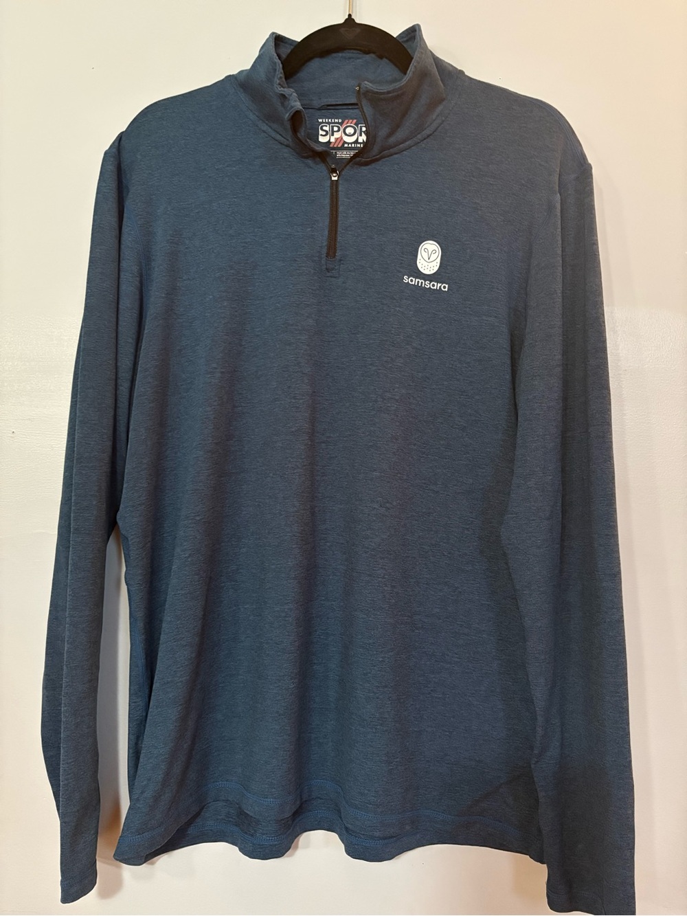 Marine Layer Weekend Sport Men’s L Quarter Zip Pullover Samsara Blue